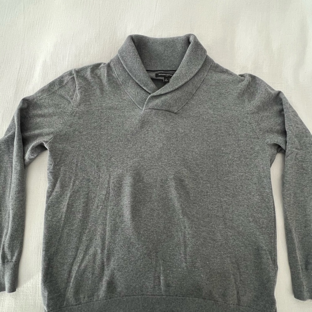 Banana Republic Shawl Collared Gray Sweater